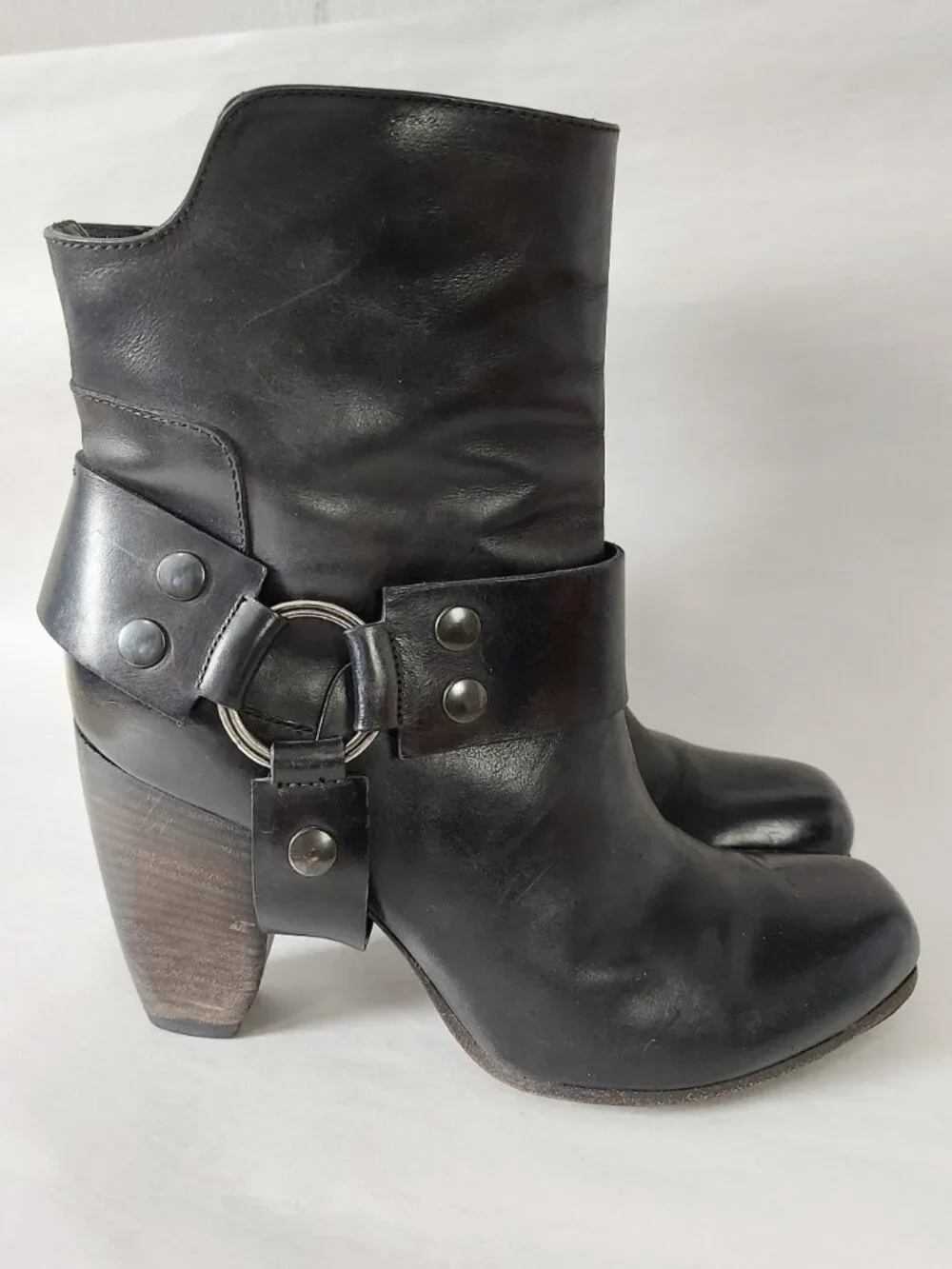 Elisanero Women Ring Harness Steampunk Studs Boots 36 EU Western Moto Block Heel